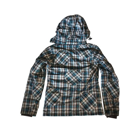 Ride Snowboards Women's Hooded Aqua Plaid Ski Jacket Multicolor - Picture 2 of 10